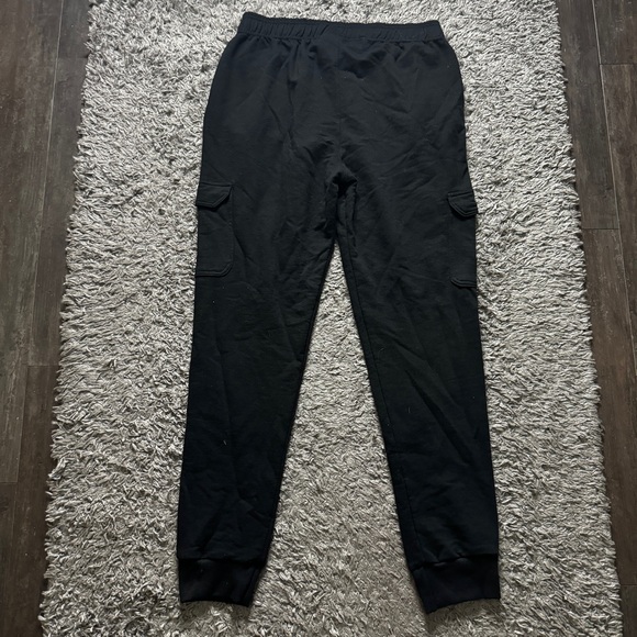 Champion Cargo Sweatpants Joggers Mens Large Black Tapered Leg Cargo Pockets - Picture 2 of 10